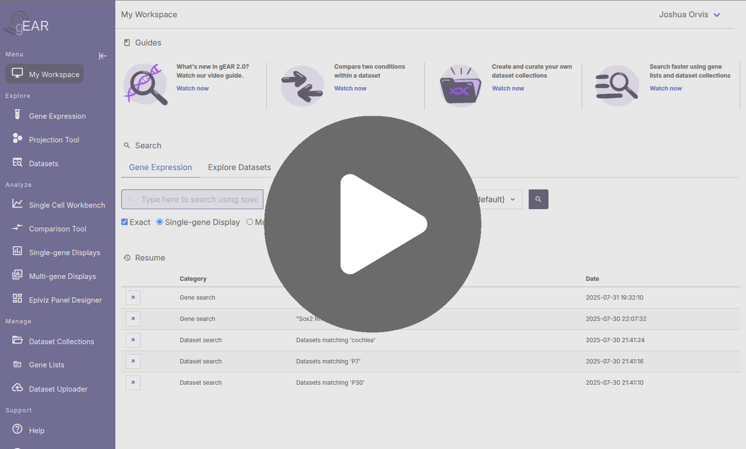 Preview of the new look of gEAR